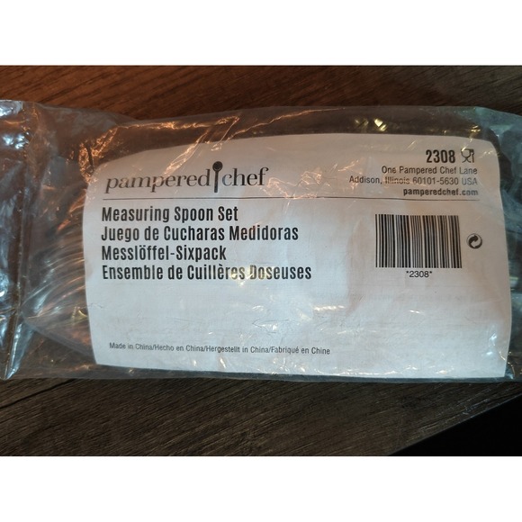 Pampered Chef Measuring Spoon Set 6pc 1/8 tsp–1 Tbsp #2308 NEW Sealed - Picture 1 of 2